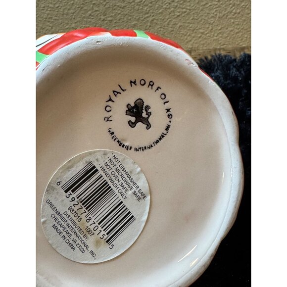 Royal Norfolk Snowman Ceramic Candy Dish Bowl 5” Round Snowmen Christmas - Picture 4 of 5